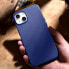 Фото #16 товара Чехол для iPhone 14 Plus ICARER магнитный с MagSafe Litchi Premium Leather Case синий