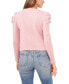 ფოტო #2 პროდუქტის Women's Draped Shoulder Long Sleeve Crew Neck Top