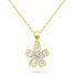 Gold Plated Necklace for Women Flower with Zirconia NCL177Y