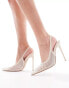 Simmi London Lailla sling back heeled shoes with embellished mesh in cream