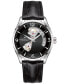 ფოტო #1 პროდუქტის Men's Swiss Automatic Jazzmaster Black Leather Strap Watch 40mm