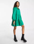 Фото #4 товара Miss Selfridge poplin smock shirt dress in green