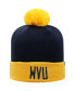 Фото #3 товара Men's Navy and Gold West Virginia Mountaineers Core 2-Tone Cuffed Knit Hat with Pom