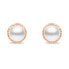 Minimalist bronze earrings with genuine pearls EA620R