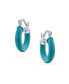 ფოტო #10 პროდუქტის Medium Enhanced Gemstone Red Orange Coral Blue Turquoise Pink Jade Black Onyx Round Tube Hoop Earrings Western Jewelry Sterling Silver .75 In Diameter