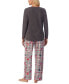 ფოტო #2 პროდუქტის Henley Top & Print Pants Pajama Set