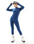 Фото #1 товара Threadbare Ski ribbed zip through base layer jumpsuit in navy