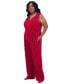 Women's Surplice-Neck Sleeveless Tie-Waist Jumpsuit