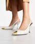 ASOS DESIGN Scandal toe cap slingback mid shoes in off white