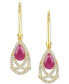 ფოტო #3 პროდუქტის Sapphire (1 ct. t.w.) & Diamond (1/4 ct. t.w.) Drop Earrings in 14k Gold (Also in Emerald & Ruby)