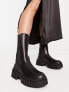 Фото #1 товара New Look chunky calf flat boots with extreme cleated sole in black