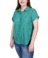 Short Sleeve Eyelet/Jersey Blouse