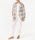 Фото #1 товара Joyspun Plush Hooded Cardigan Women XS White Plaid Polyester Pockets Long Sleeve