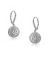 Фото #3 товара Sterling Silver Cubic Zirconia White Gold Plated Circle Drop Earrings