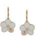 ფოტო #1 პროდუქტის Gold-Tone Pavé White Flower Logo Drop Earrings