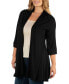 Open Front Elbow Length Sleeve Plus Size Cardigan