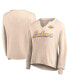 Women's Tan Distressed Los Angeles Lakers Go For It Long Sleeve Notch Neck T-shirt