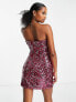 Фото #2 товара Forever New Petite structured bandeau sequin mini dress in pink and red mix