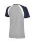 Women's Gray New York Yankees Heathered Raglan V-Neck T-Shirt Серый, S - фото #3