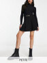 Фото #2 товара River Island Petite pleat mini skirt with hardware detail in black