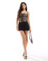 Pull&Bear ruched bust halterneck top in leopard print