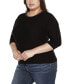 ფოტო #2 პროდუქტის Black Label Plus Size Chain Detail 3/4-Sleeve Sweater