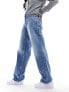 Фото #3 товара Weekday Rail mid waist loose fit straight leg jeans in seventeen blue