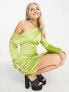 Фото #1 товара Public Desire satin drape mini dress in lime