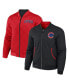 ფოტო #1 პროდუქტის Men's Darius Rucker Collection by Black, Red Chicago Cubs Reversible Full-Zip Bomber Jacket