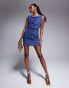 Фото #1 товара ASOS DESIGN sleeveless drapey mini dress in denim blue