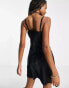 Фото #2 товара COLLUSION cowl neck metal ring detail mini satin slip dress in black