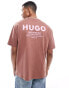 Фото #1 товара HUGO Blue nalono relaxed fit t-shirt in brown