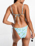 Miss Selfridge frill detail bikini top in blue floral