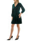 ფოტო #4 პროდუქტის Petite V-Neck Long-Sleeve Smocked-Waist Velvet Dress