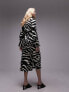 Фото #4 товара Topshop ruch side midi shirt dress in satin mono animal print