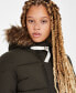 Фото #4 товара Juniors' Faux-Fur-Trim Hooded Puffer Coat