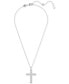 ფოტო #2 პროდუქტის Silver-Tone Insigne Crystal Cross Pendant Necklace, 15-3/4" + 2-3/4" extender