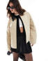 Фото #1 товара Mango contrast collar relaxed parka jacket in beige