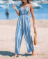 ფოტო #4 პროდუქტის Women's Blue Geo Sleeveless Straight Leg Jumpsuit