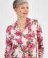 Фото #3 товара Women's Floral-Print 3/4 Sleeve Pleated-Neck Top, Created for Macy's