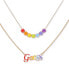 Фото #1 товара Gold-Tone Rainbow Logo Two-Row Necklace, 20" + 2" extender