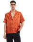 Фото #1 товара ASOS DESIGN short sleeve relaxed shirt in orange jacquard