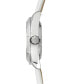 ფოტო #2 პროდუქტის Women's Amelia GMT Multifunctional Genuine White Calf Leather Strap Watch 40mm