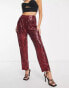 Фото #1 товара ASOS DESIGN sequin slouchy trouser in ruby