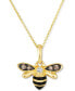 Фото #1 товара Le Vian diamond (1/8 ct. t.w.) & Black Enamel Bee 18" Pendant Necklace in 14k Gold