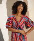 Фото #3 товара Women's Printed Raglan-Sleeve Wrap Dress