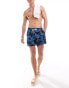 Hollister 9inch floral print swim short in black and blue with side pockets Синий, XS - фото #2