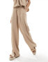 4th & Reckless textured beaded wide leg trousers in light brown