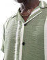 Фото #4 товара River Island revere collar shirt in green stripe