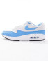 Nike Air Max 1 trainers in white and blue